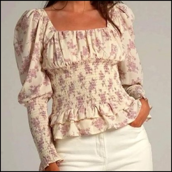 Cistar Tops - CISTAR NEW YORK Floral Smocked Puff-Sleeve Top